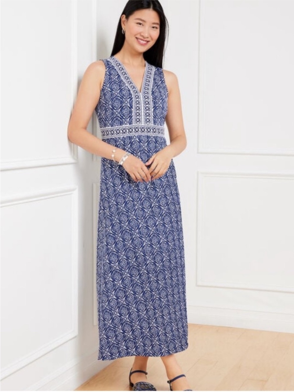 Talbots | Effortless Jersey Pretty Medallion Maxi Vacation Summer Dress